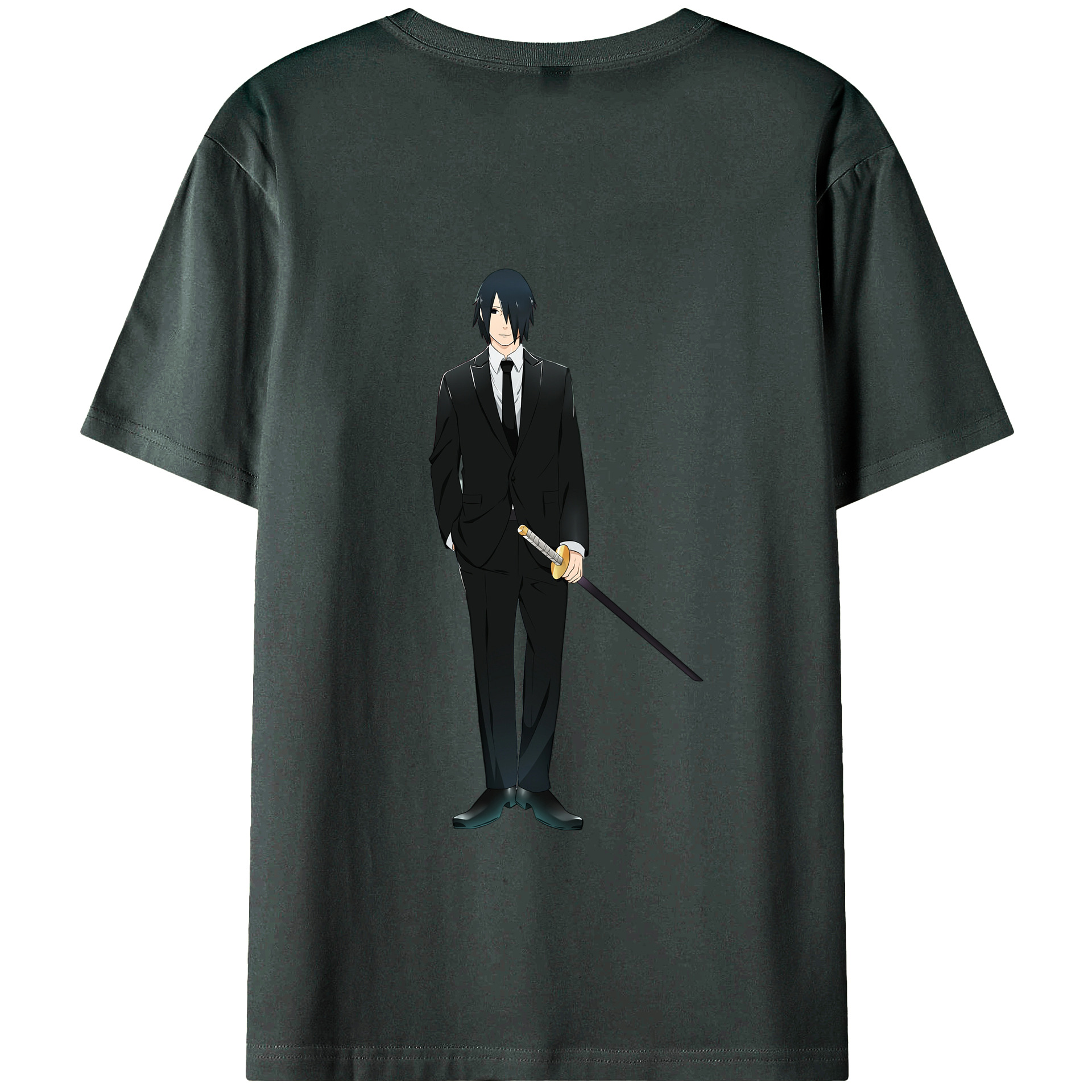 （画像用） NARUTO -ナルト- うちは サスケ Uchiha Sasuke 綿100％ メンズ半袖Tシャツ（バックプリント） 通気性
